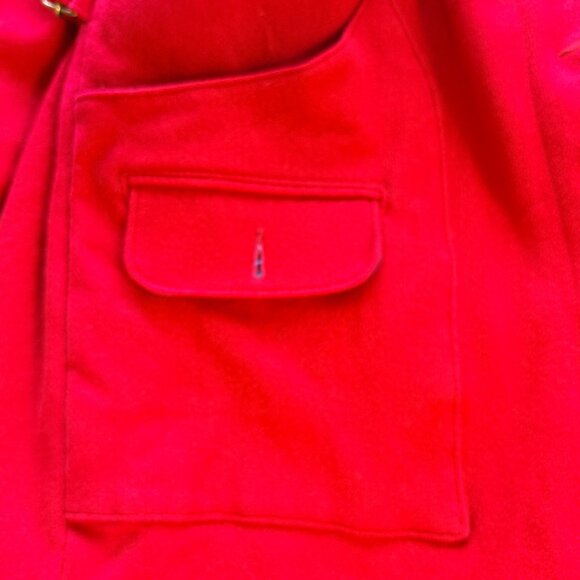 Woolrich Woman USA Made Red Wool Coat Large Funnel Neck Buckle Vintage 30328 - Picture 11 of 16